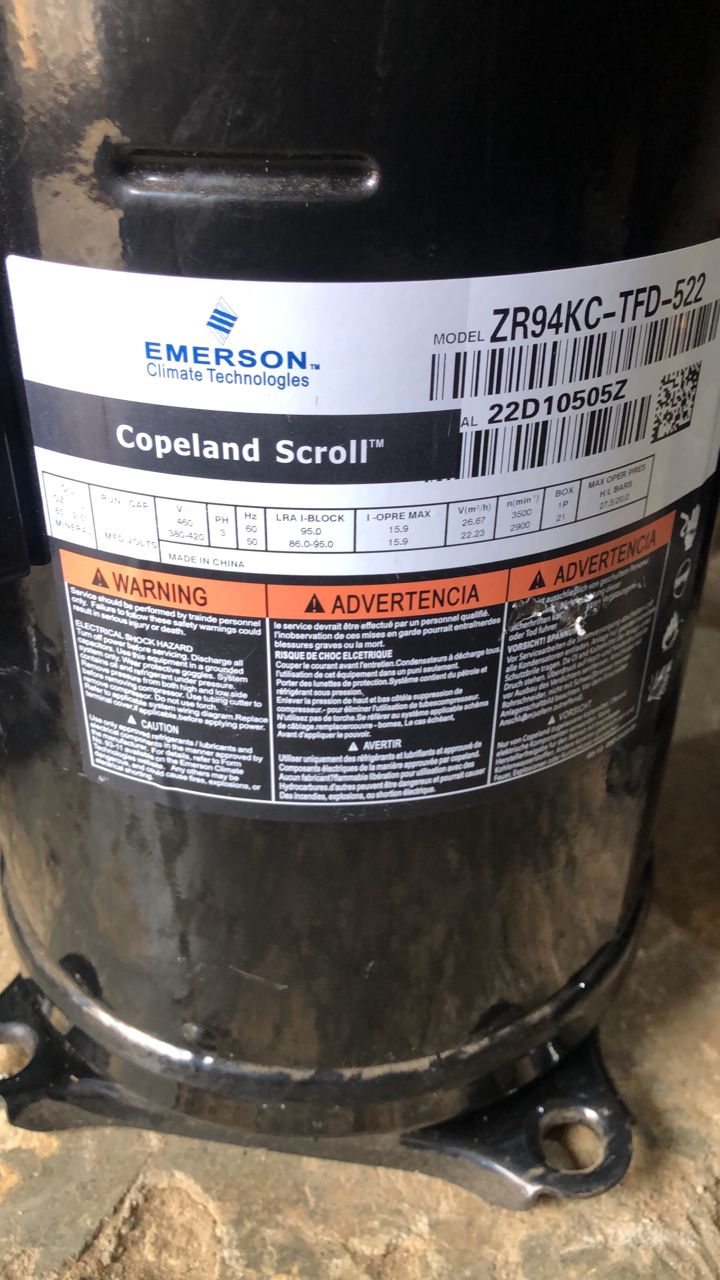 Copeland 8HP Three-Phase Scroll Compressor ZR94KC-TFD-522 (R22/R407C)