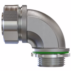 90-Degree Liquid-Tight Metallic Conduit Connector (Rigid to Flexible)