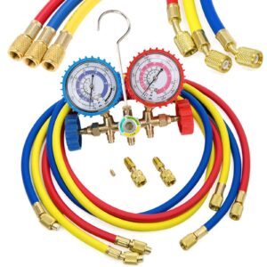 R410A High-Pressure Charging Hose Set (1.5m, Red/Yellow/Blue)