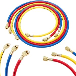 R134A Charging Hose Set (2m, Red/Yellow/Blue, 1/4" SAE Female)