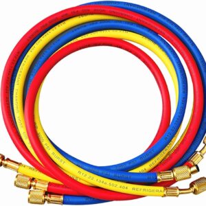 R134A Charging Hose Set (2m, Red/Yellow/Blue, 1/2" Male/Female)
