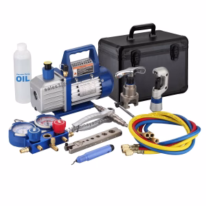 R410A Steel Case Service Tool Kit with Vacuum Pump, Cutter, and Flaring Set